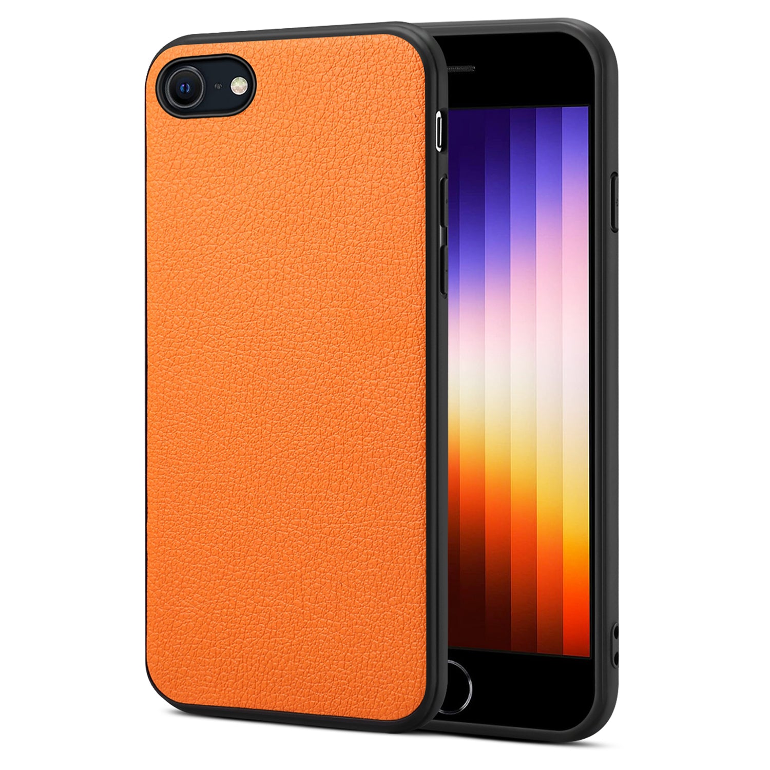 For iPhone 7 4.7 inch / 8 4.7 inch / SE (2020) / SE (2022) Cell Phone Case Calf Texture PC+TPU+PU Leather Cover - Black For iPhone 7 4.7 inch / 8 4.7 inch / SE (2020) / SE (2022) Cell Phone Case Calf Texture PC+TPU+PU Leather Cover - Black